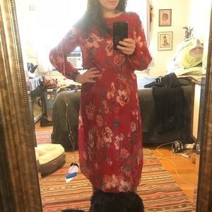 Red Ava & Viv Target Midi Dress With Flowers